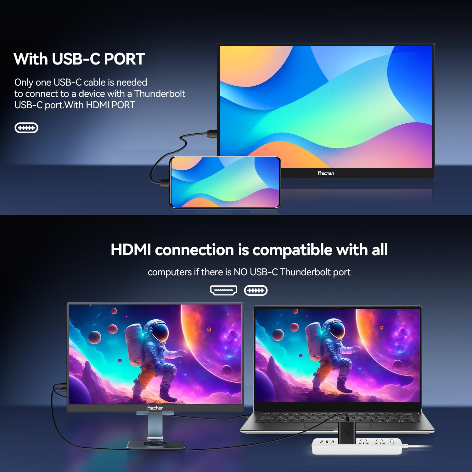 Amazon.co.jp: モバイルモニター、15.6インチ FHD 1080P HDMI USB C