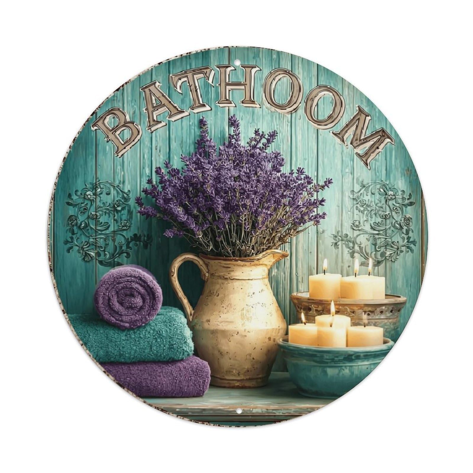 Jdyansheng Vintage Rustic Bathroom Lavender Candle Decor Tin Sign Metal Poster Metal Signs For Home Man Cave Bar Cafe Kitchen Laundry Room Wall Decorations 8X8 Inches