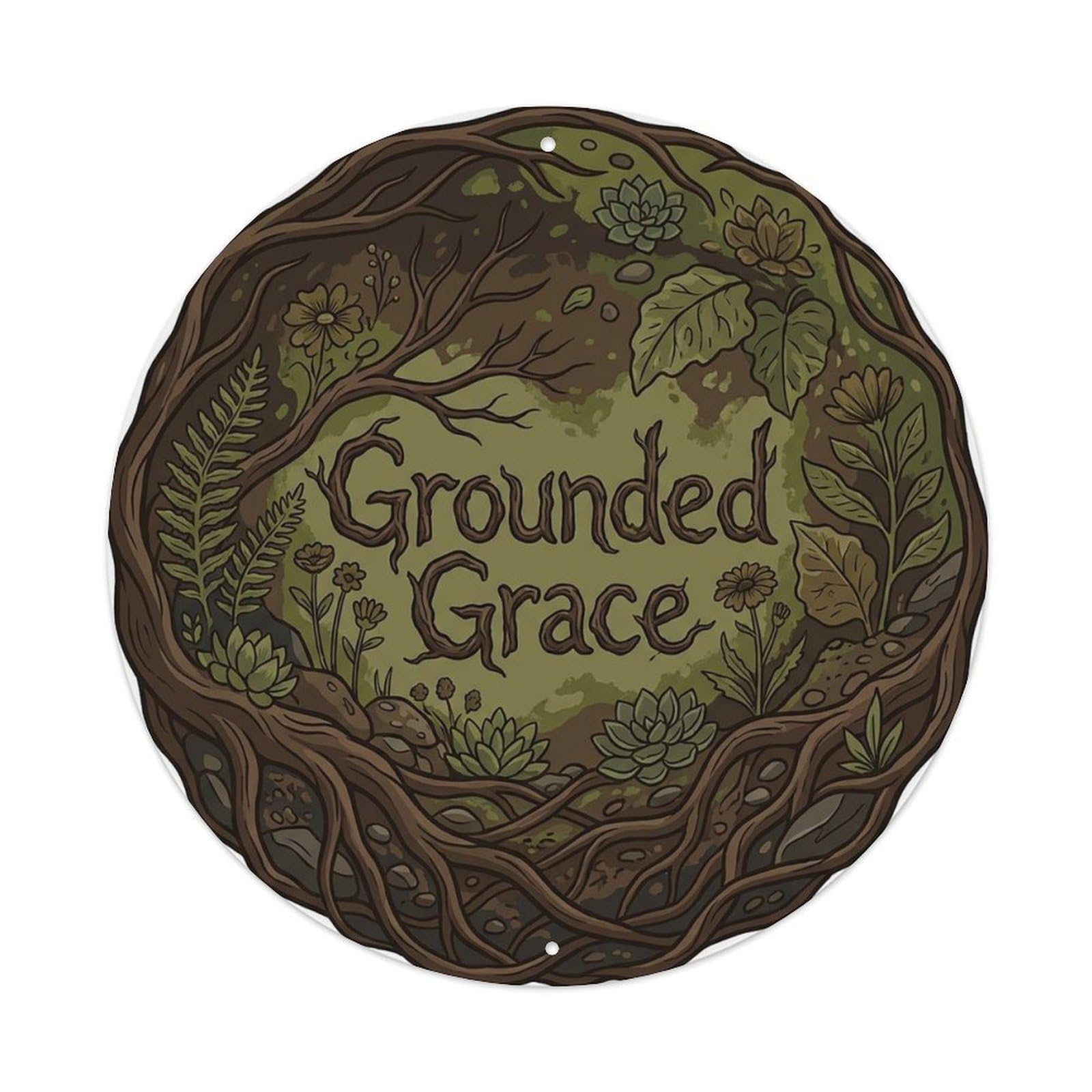 Earthy She Shed Floral Grounded Grace Metal Tin Sign