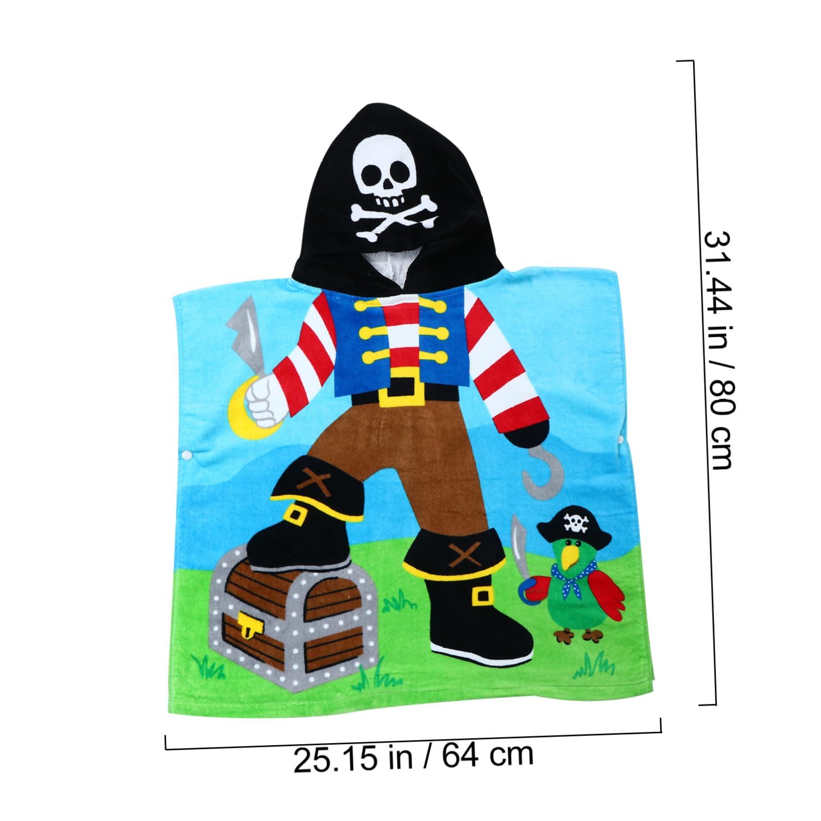 Kinder Bademantel aus Baumwolle mit Kapuze, Piratenkapitän Muster
