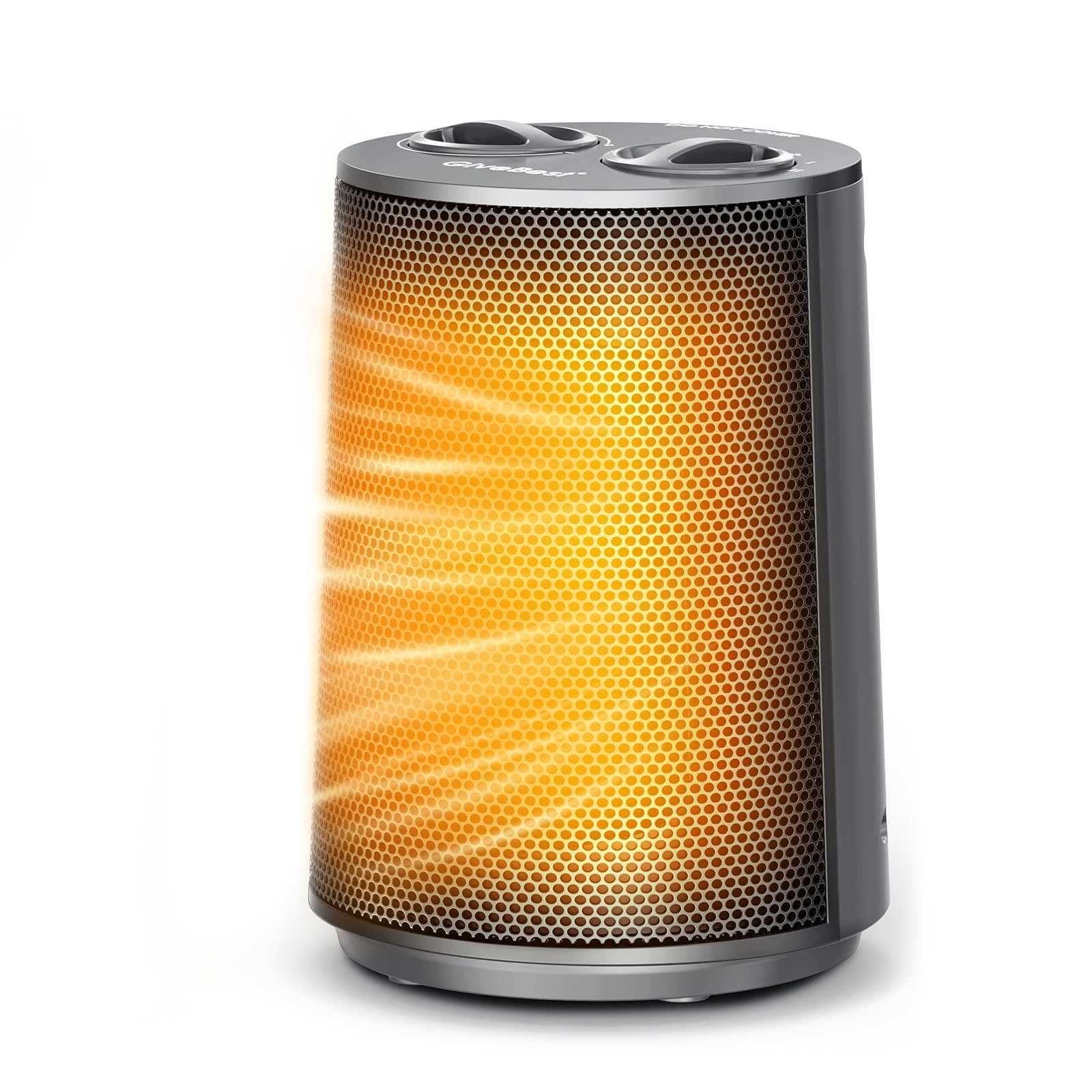 GiveBest Space Heater, 1500W Portable Heaters for Indoor Use | PTC Ceramic Heater, Heating and Fan Modes, Overheat &amp; Tip-Over Protection for Bedroom, Office and Desk, Grey