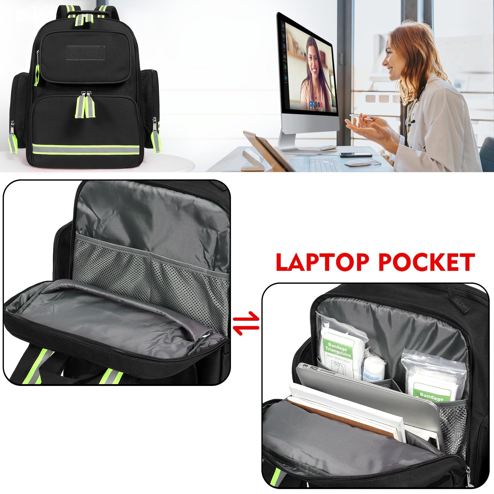Gatycallaty First Aid Backpack Emergency Medical Backpacks Empty Waterproof Survival Bags Trauma Bag for Nurses Home Car