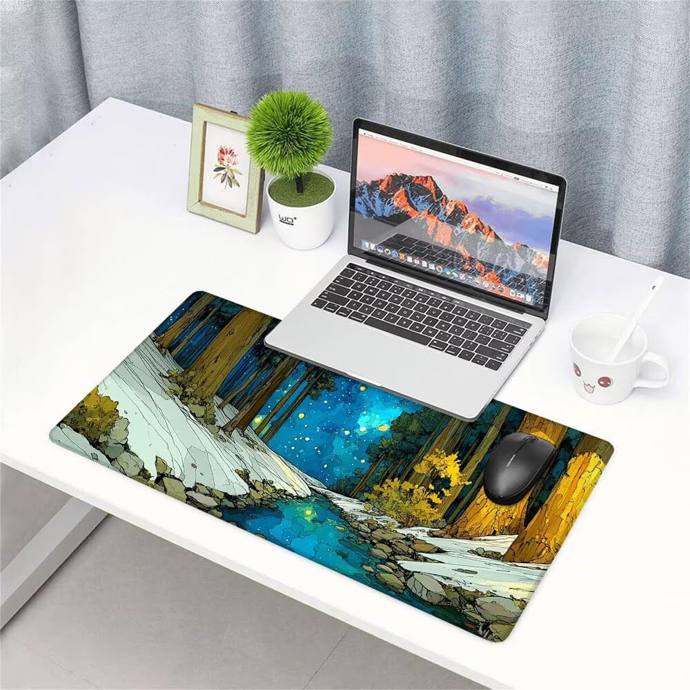 Alfombrilla de Mouse para Juegos, Blu, XXL, Antideslizante, Impermeable, Diseño de Cielo stellato, Extendido, Grande, 1400x600x3mm, para PC, Laptop, Ufficio, Famiglia d-853