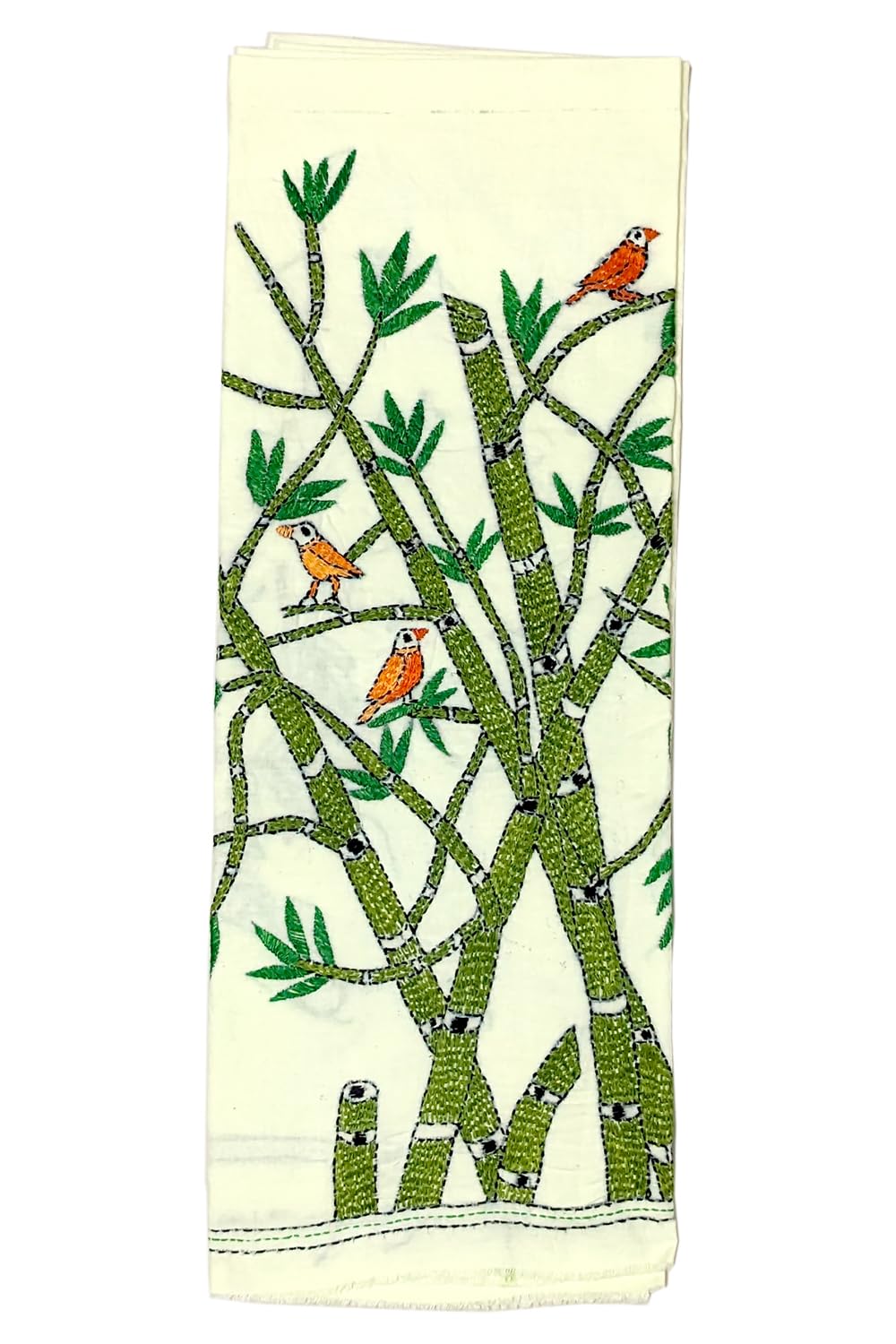 Soul of BengalWomen's Hand Embroidered Kantha Stitch Designer Cotton Blouse Material - 1 Meter (Off White-823007)