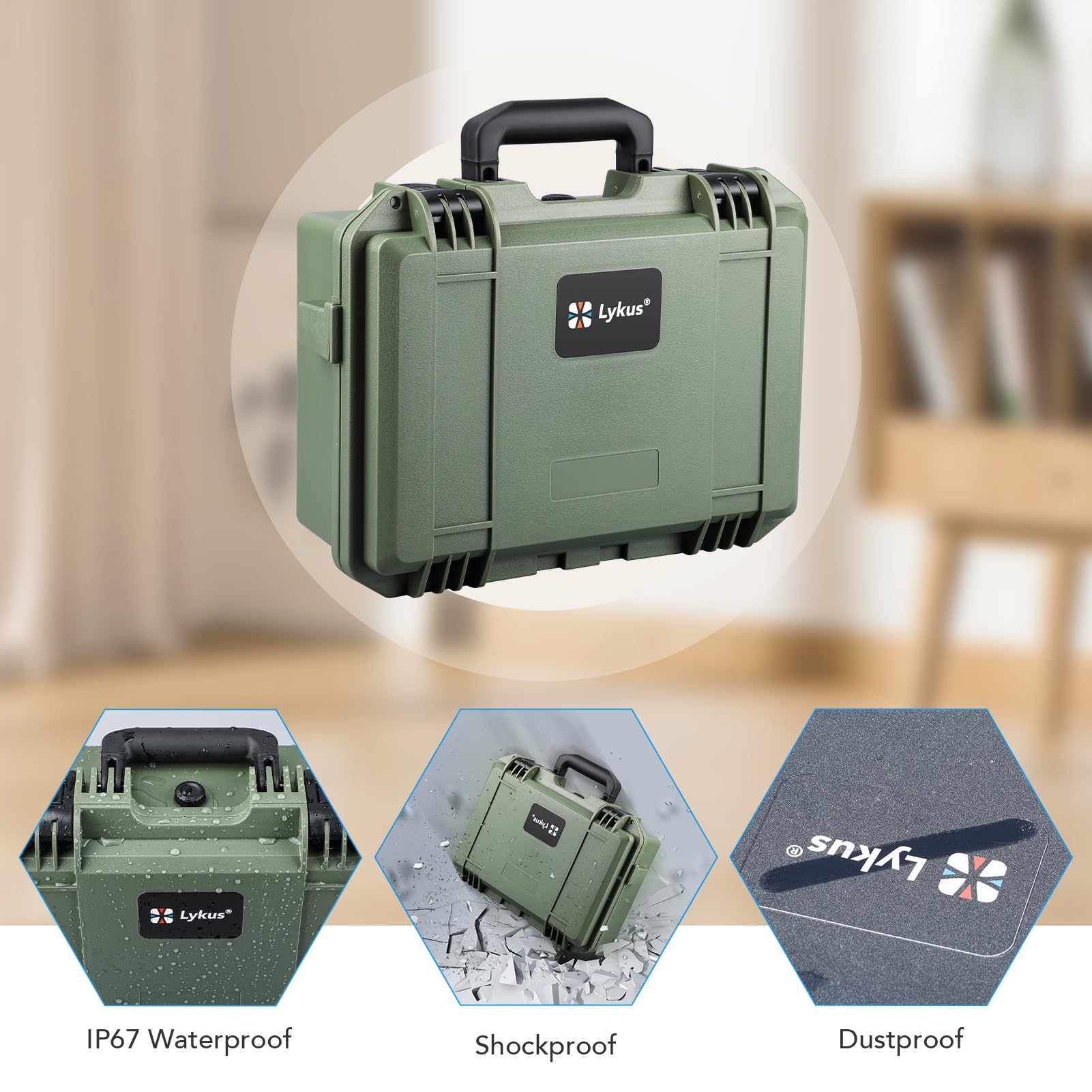 Lykus Titan OQ200 Wasserdicht Tasche Koffer Case (Grün) für Quest 3S/Quest 3/Quest 2, passend für das offizielle Elite-Riemen, besserer Schutz [NUR Koffer]