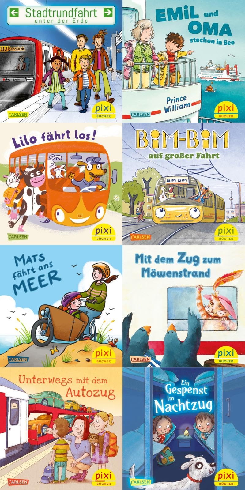 Carlsen Verlag Pixi-8er-Set Pixi unterwegs mit Bus und Bahn (8x1 Exemplar)