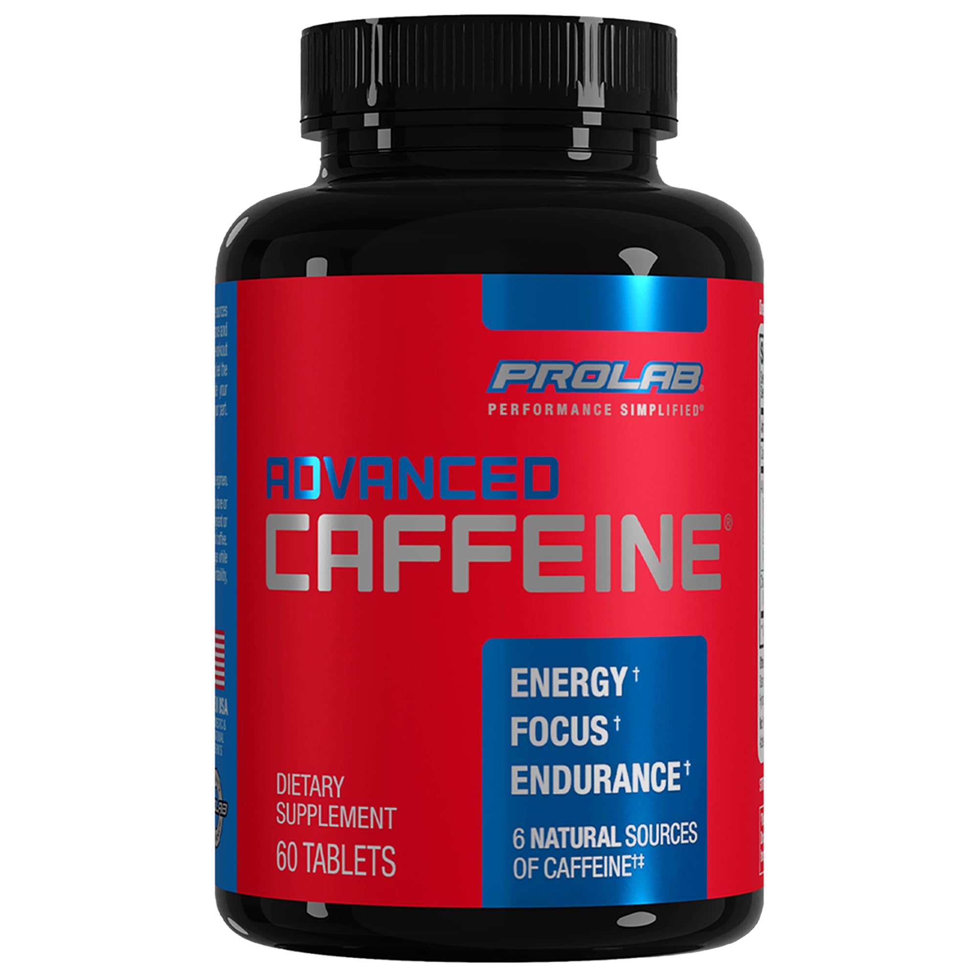 ProLab Nutrition Advanced Cafeïne 200mg, Fast-Acting Natural Cafeine Tablets met Green Tea Extract, Clean Energy, Mental Focus (60 Count (Pack of 1))