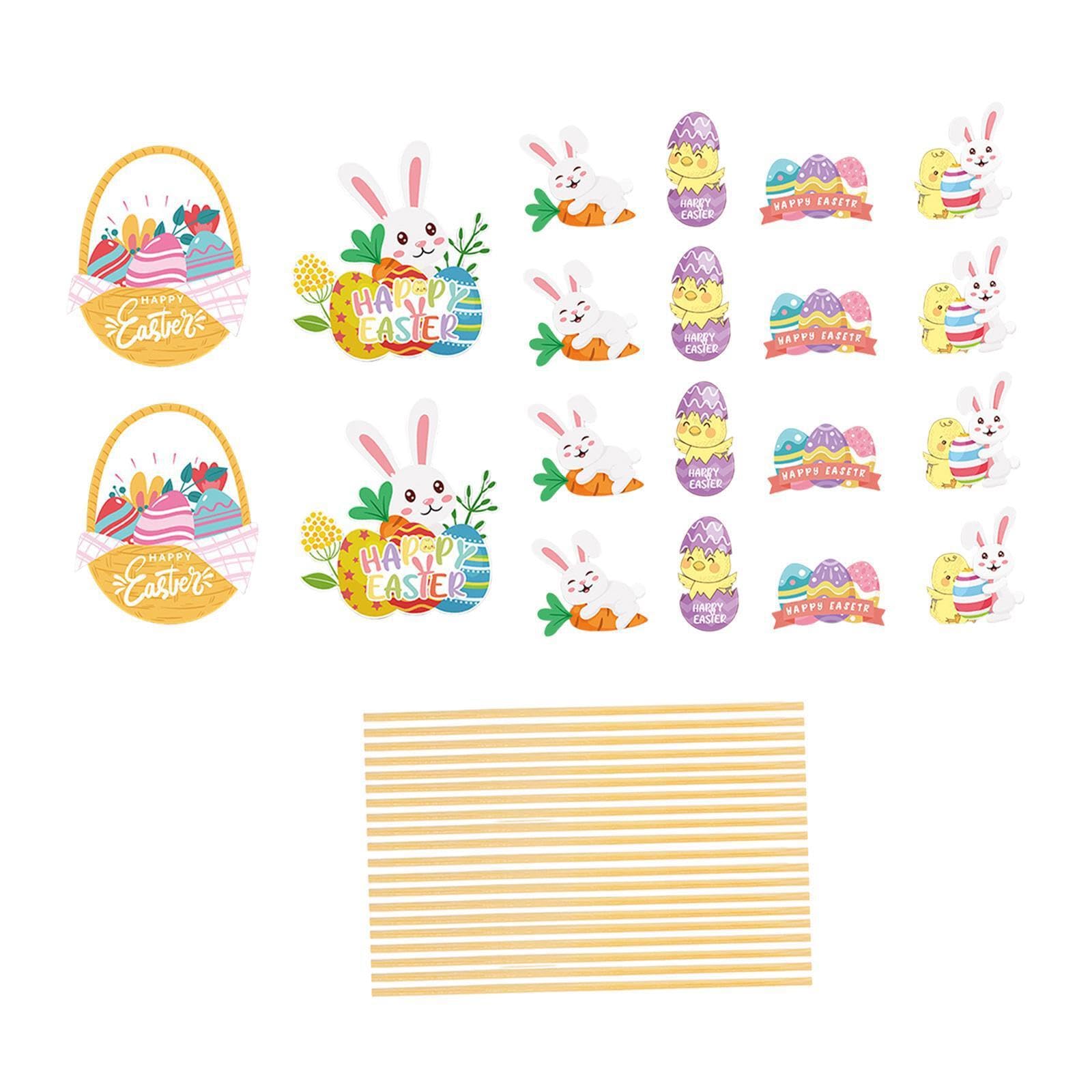 KIXZSAZ 20set Easter Flowerpot Decor Inserts Cute for Creative Planter Sticks Decoration Can Blend Into Festive Atmosphere