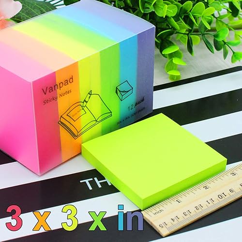 Miniatura 4 de Paquete de 16 notas adhesivas de 3 x 3 pulgadas almohadillas autoadhesivas de colores brillantes fáciles de poner para el hogar oficina cuaderno 16