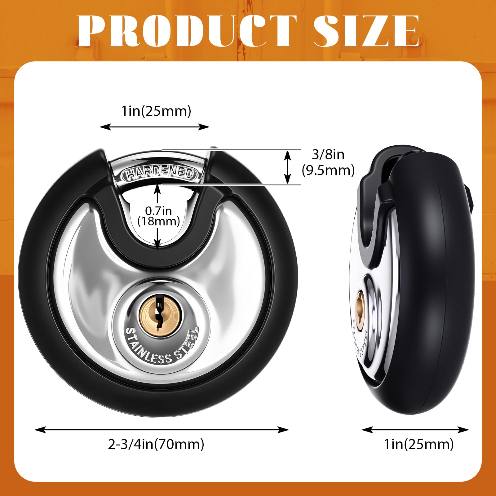 Chumia Vorhängeschlösser, gleichschließend, Edelstahl, 7,5 cm breit, 0,95 cm Bügel, Scheibenschlösser für Outdoor, Lagereinheiten, Garagen, Fitnessstudio-Schließfächer, Silber, Schwarz, 16 Stück