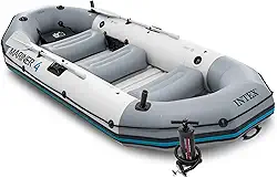 INTEX Série de barcos infláveis Mariner: inclui remos de barco de luxo e bomba de alto rendimento - PVC superresistente - quilha resistente ao desgaste - suportes removíveis para vara de pesca - alça