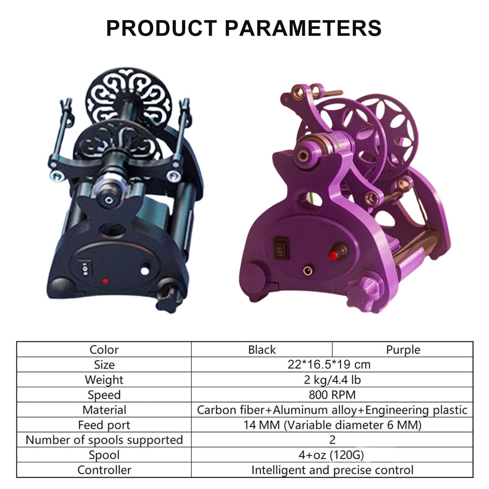 Elektrisches Mini-Spinnrad Zum Wollfaserzwirnen, Automatische Garnwickelmaschine, Wollspinnfaden, Wickler FüR Strickwolle, Trommelkarde Purple-Countless