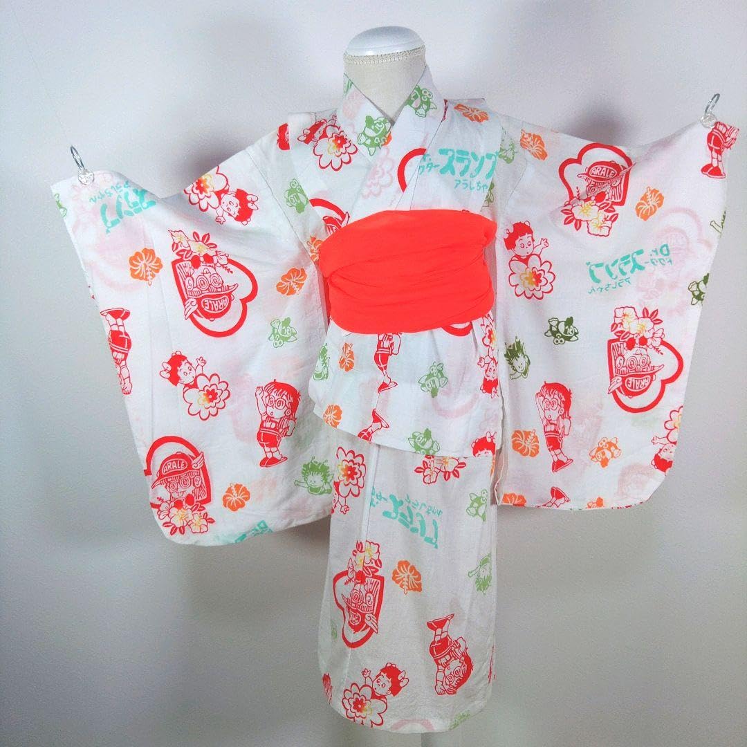 Amazon.co.jp: Drスランプ レトロ キッズ 子供 浴衣 110cm 女の子 白 
