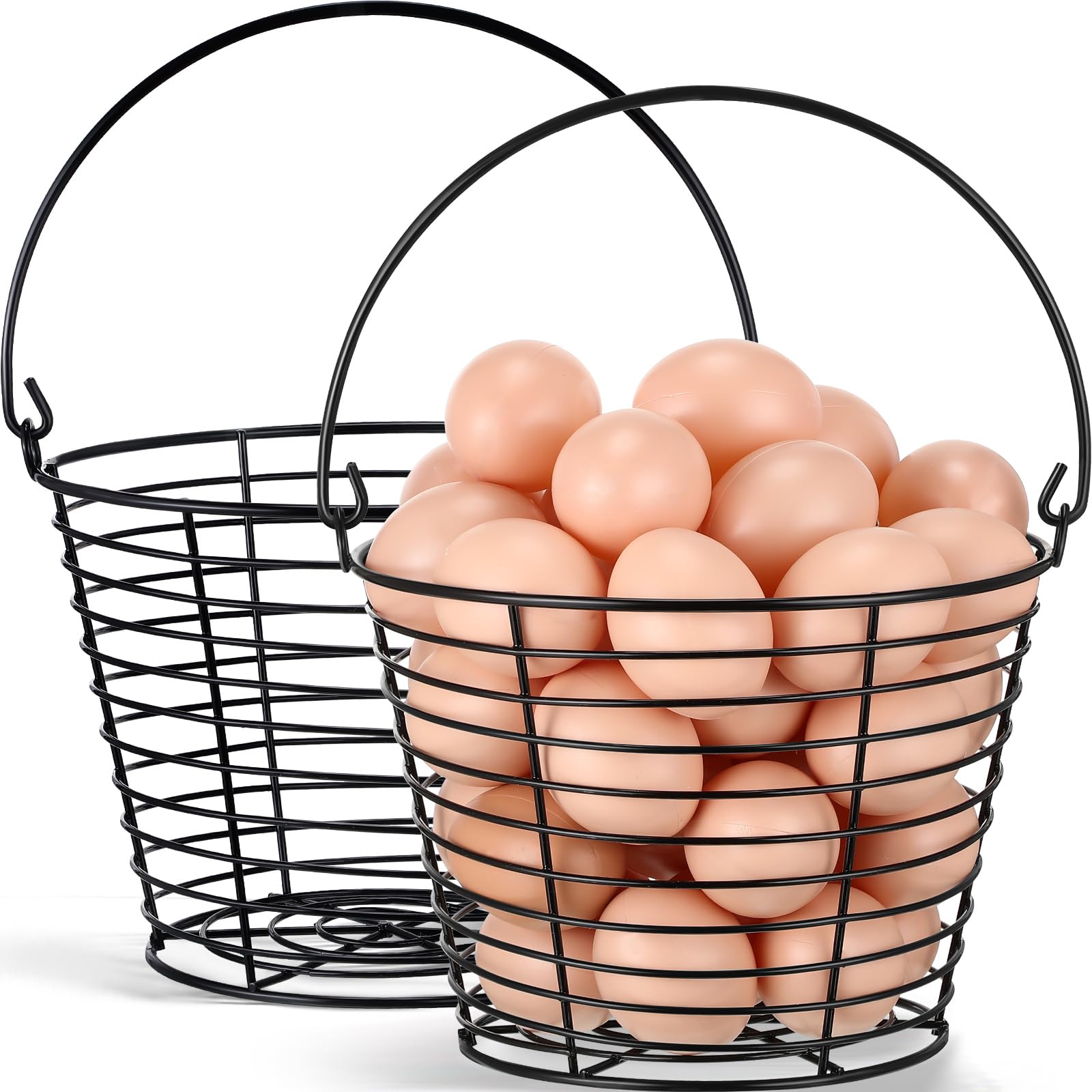 Tandefio 2 Pcs 8" Egg Basket for Storage Collecting Carrying and Transporting Chicken and Duck Eggs, Farm Grade Wire Egg Basket Egg Collecting