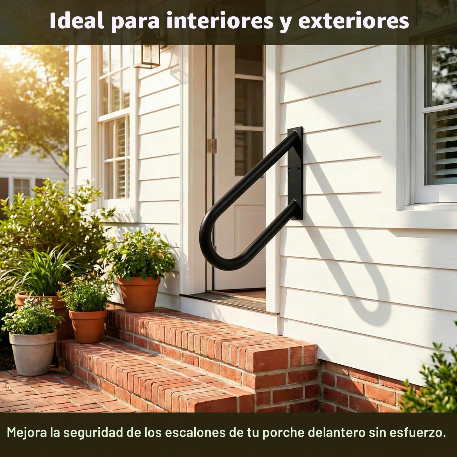 Pasamanos de escalera tipo U, pasamanos para exteriores, instalación montada en la pared, adecuado para 1-2 escalones, baño, proporciona comodidad para la seguridad familiar (longitud 18