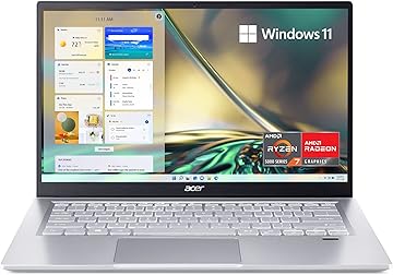 Swift 3 SF314-43-R6NE Laptop | 14" FHD IPS | AMD Ryzen 7 5700U Octa-Core Processor | AMD Radeon Graphics | 16GB LPDDR4X | 512GB SSD | Wi-Fi 6 | Fingerprint Reader | Copilot Enabled | Windows 11