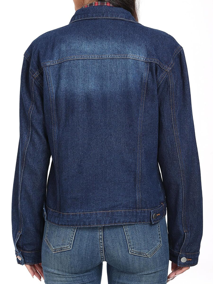 J.Corrine Chaqueta Vaquera de Mujer Chaquetas de Verano Mujer Chaqueta Mujer Primavera Corta Azul Oscuro Negra Trucker Denim Jacket