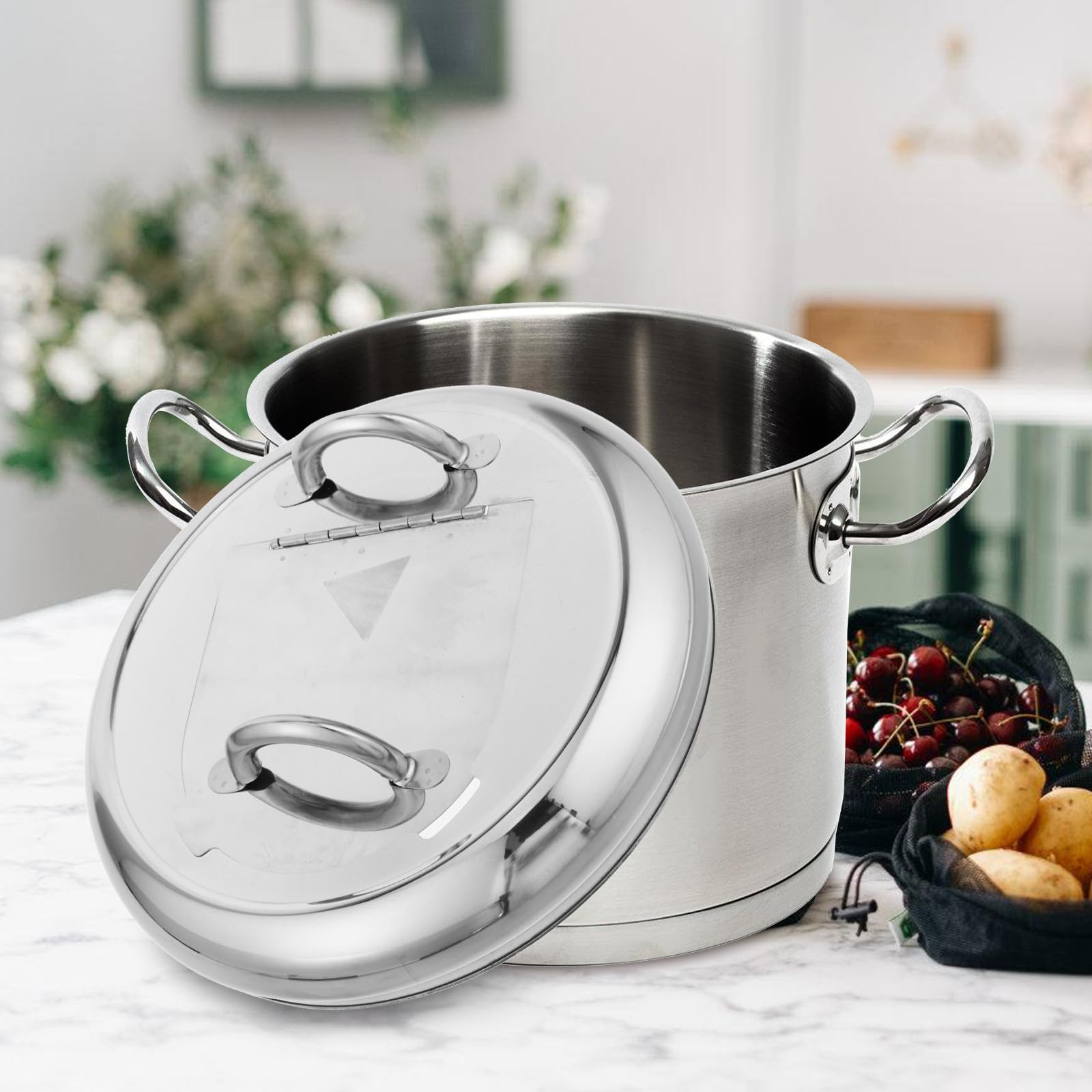 Coperchio per Pentola Zuppa in Acciaio Inox, Coperchio per Scaldazuppa Buffet, Argento, Design Termico, per Ristorante e Buffet