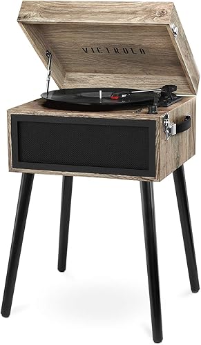 Victrola Liberty - Tocadiscos Bluetooth 5 en 1 con transmisión de vinilo, radio FM, reproducción USB, altavoces integrados, uso como soporte o