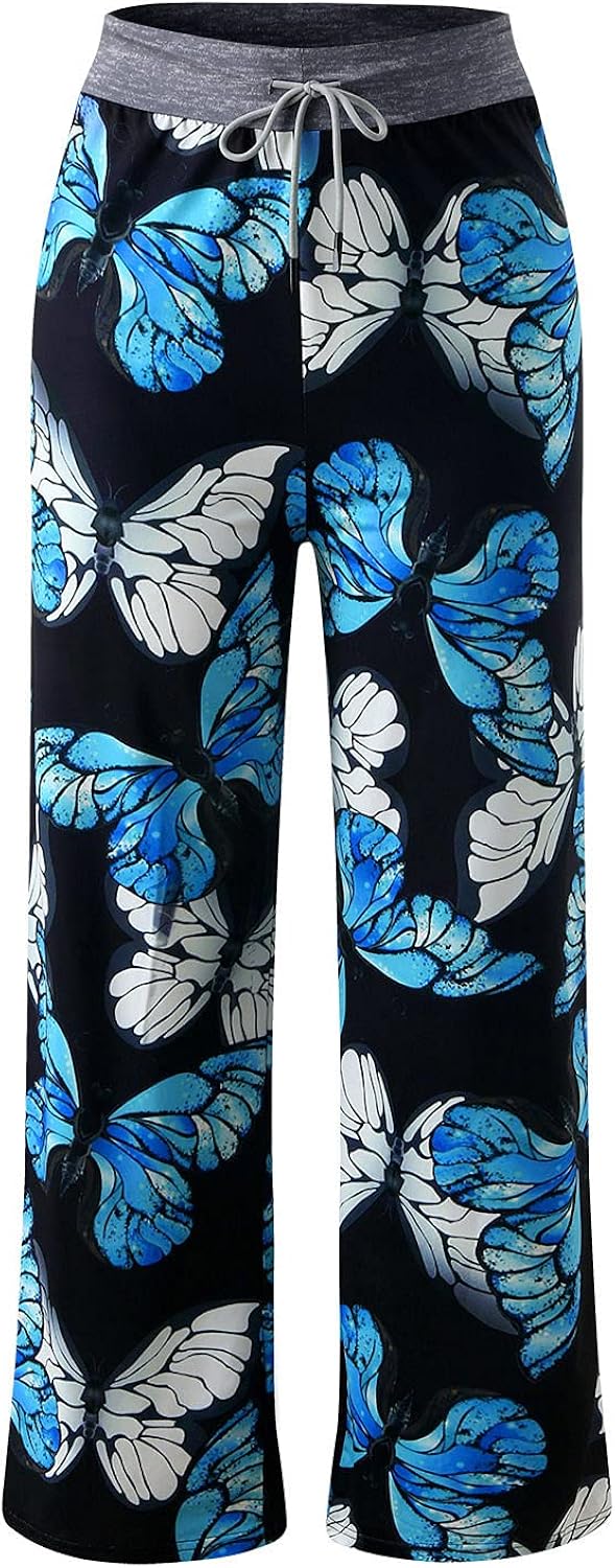 BEIBEIA Womens Yoga Sweatpants Wide Leg Lounge Pajamas 2021 Summer Casual Floral Print Drawstring Comfortable Pants : Clothing, Shoes & Jewelry