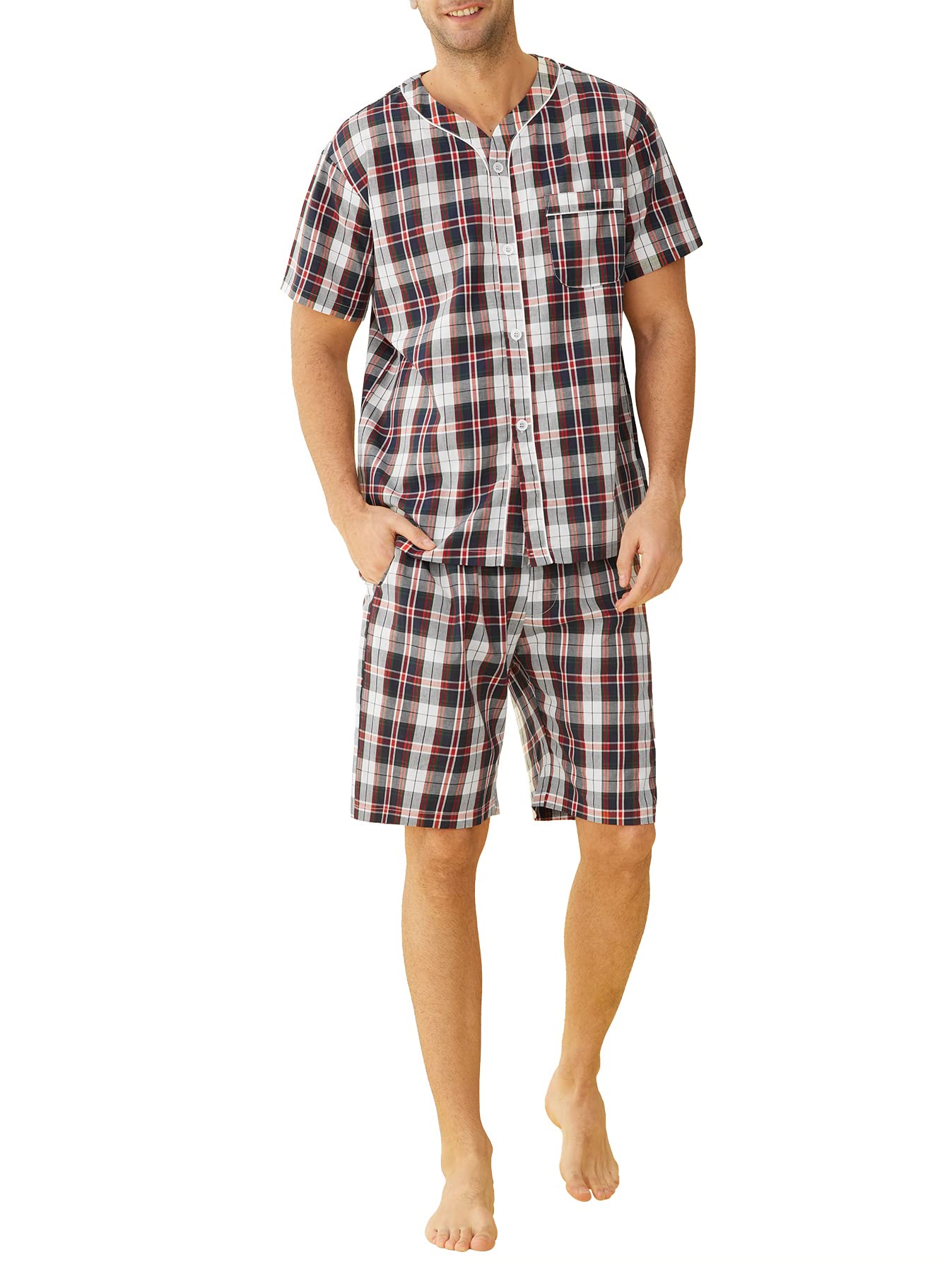 Latuza Men's Summer Cotton Pajamas Shorts Set