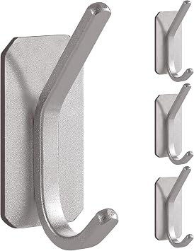 4Pc Heavy Adhesive Hooks, Styles 30 lb Maximum Load for Home Schools and Offices Silver