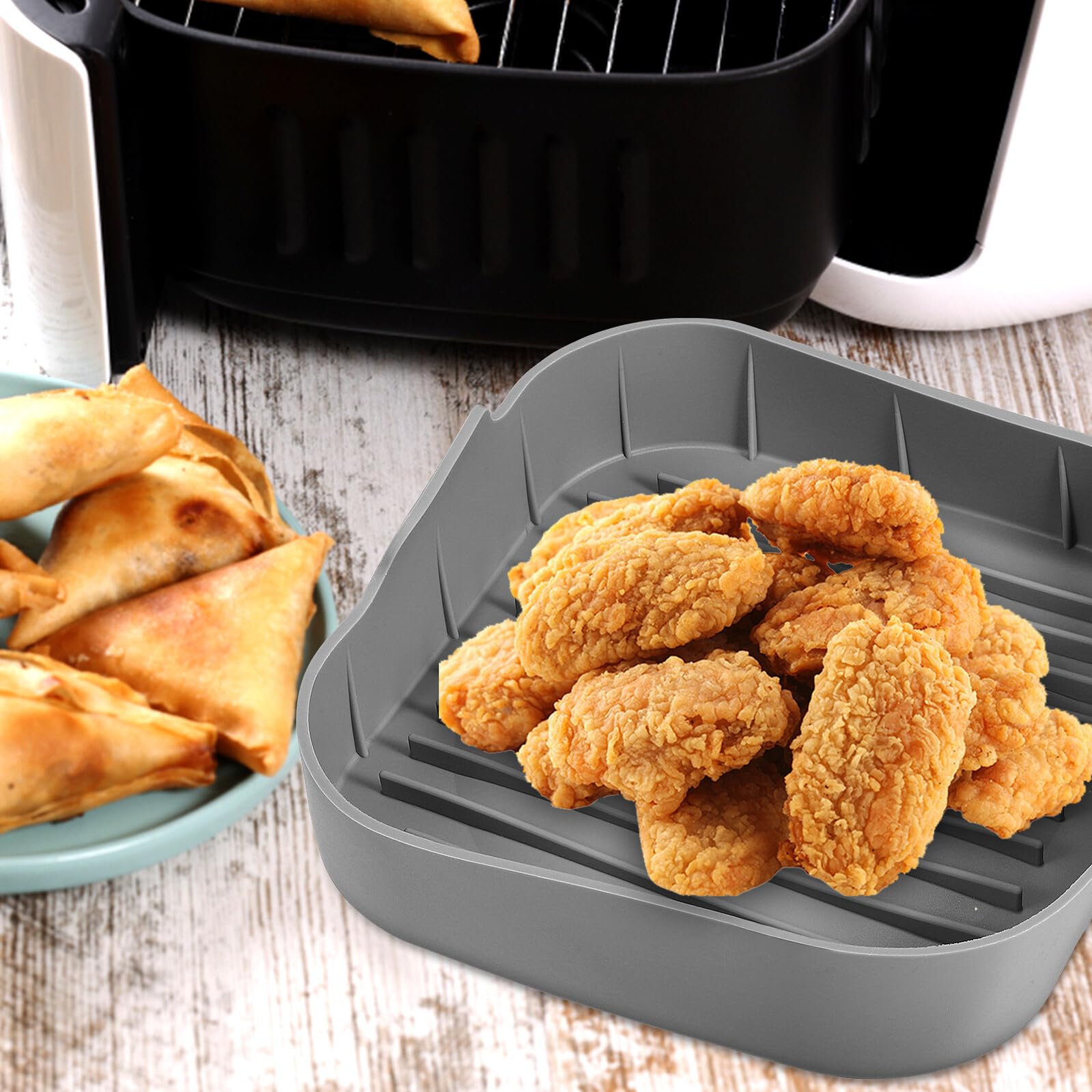 GALPADA Teglia Quadrata in Silicone Alimentare per Friggitrice ad Riutilizzabile Resistente al Calore Facile da per Cottura Arrosti e