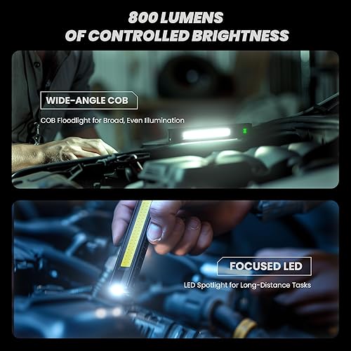 Miniatura 2 de EGUKU Luz recargable para bolígrafo, linternas de pluma de 800 lúmenes con luz de trabajo COB, linterna de bolsillo LED portátil con 6 modos de luz,