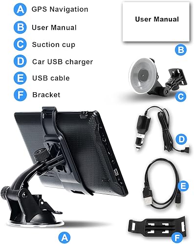 Miniatura 7 de Navegación GPS para coche y autocaravana, GPS de 7 pulgadas de pantalla táctil del vehículo, mapas gratuitos de por vida de América del Norte USA 7