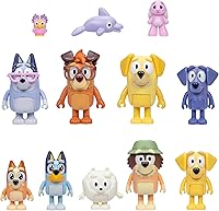 Bluey Super Fan 11-Piece Figurine Set for Toddlers - Exclusive Joff & Pom Pom, Articulated Figures, Ages 3+ Imaginative Play