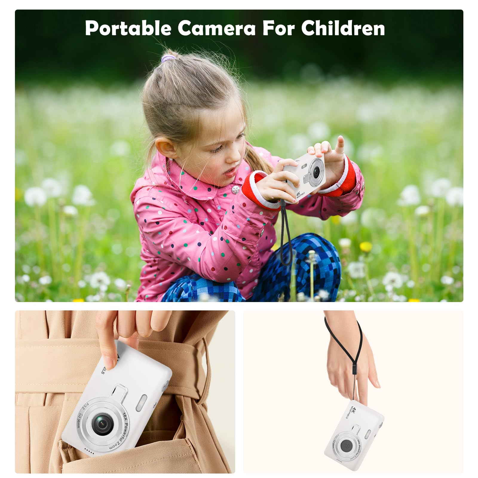 Digitale camera fotocamera met 32 GB kaart, draagbaar fotoapparaat, HD