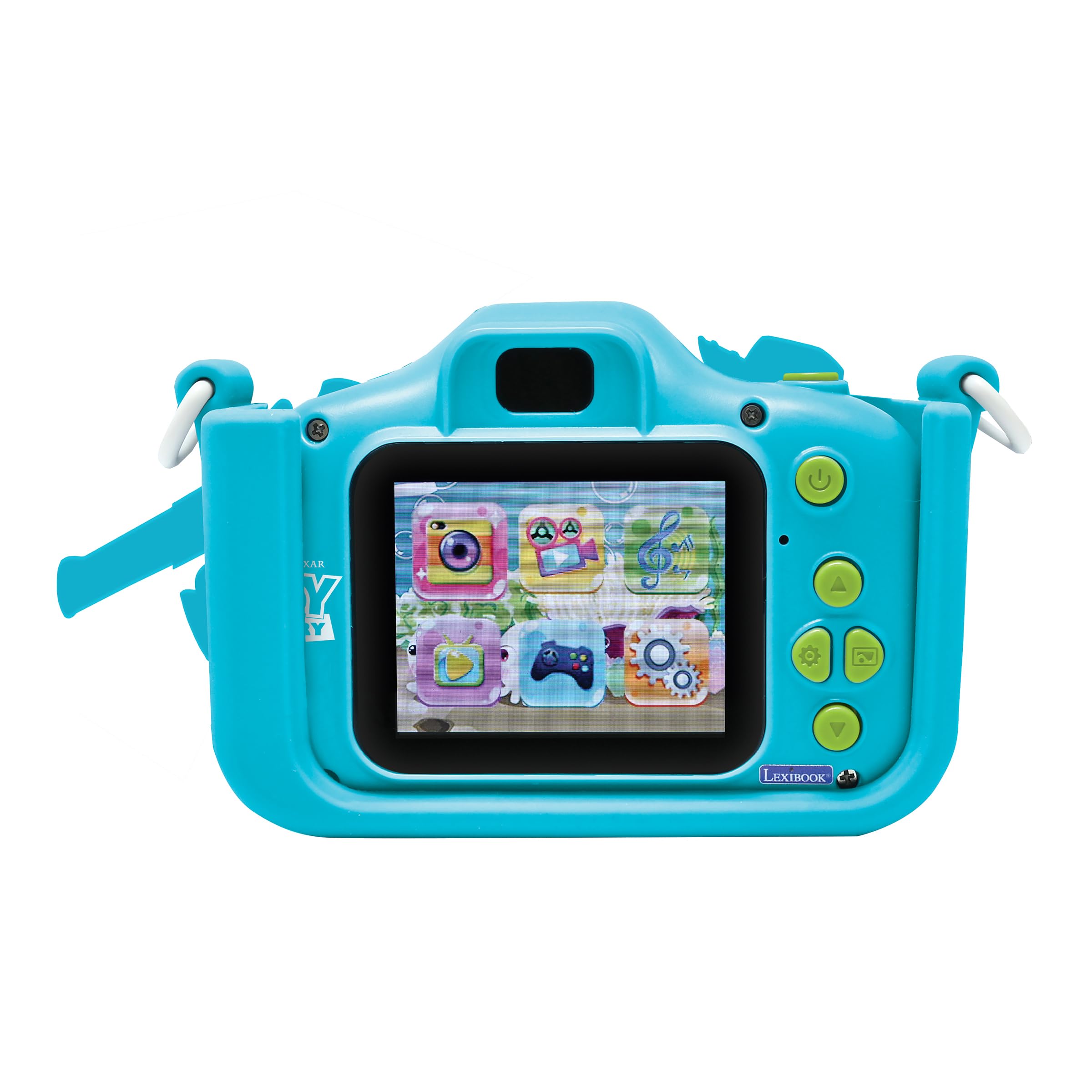 LEXIBOOK, Cámara para niños Disney Toy Story, Funda Protectora de Personaje, Memoria Flash integrada, Recargable por USB‑C, Azul/Verde