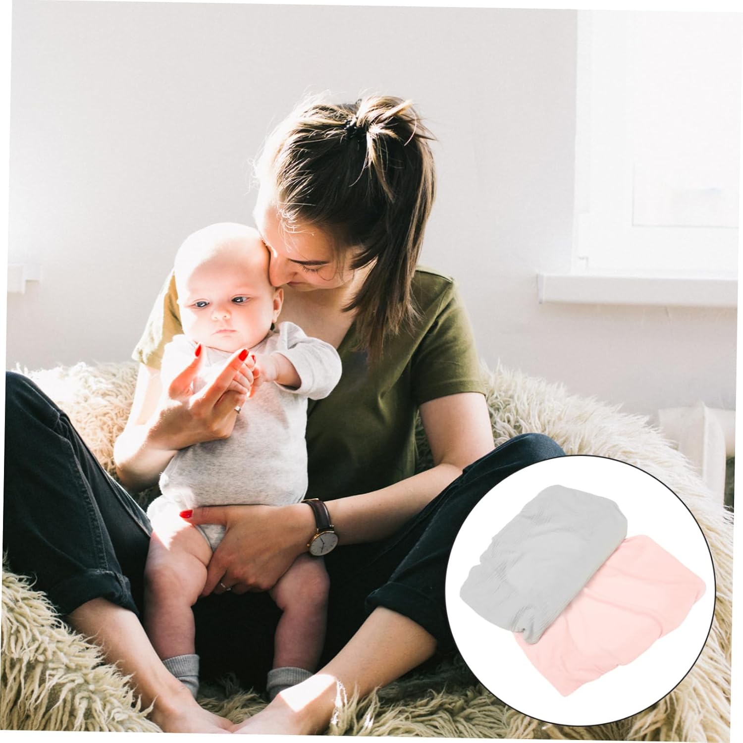 Toyvian 2-Pack Washable Baby Changing Pad Covers Removable Cotton Sheets for Diaper Changing Table Soft and Elastic Pad Covers for Infants Suitable for Nursery