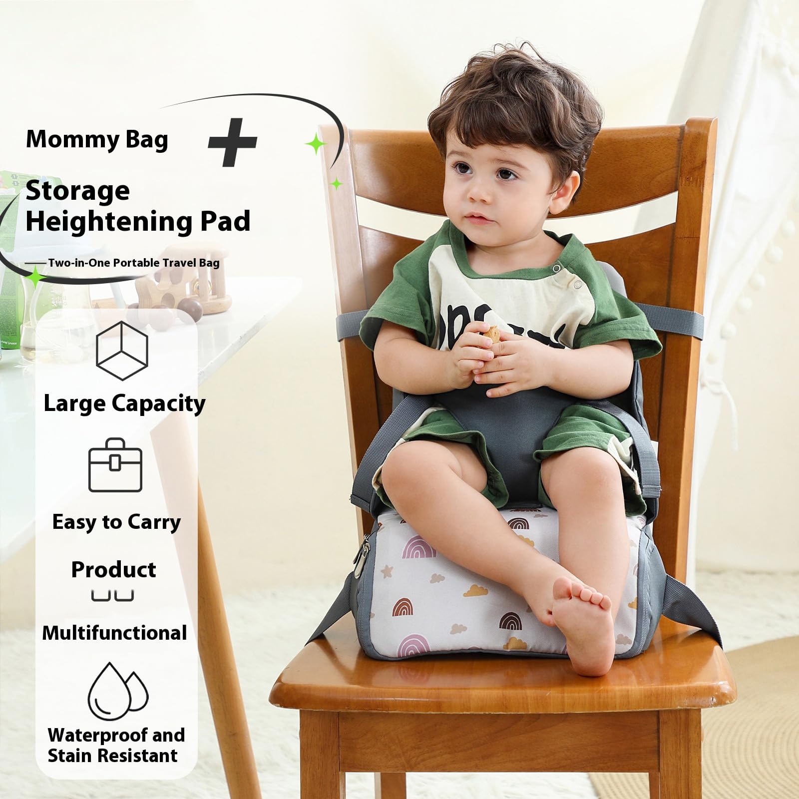Mehrzweck Kindersitz für Kleinkinder, für Esszimmer, Hochstühle Auto, tragbares Baby Reisekissen, Rucksack Design, tragbares Kleinkind Sitzkissen