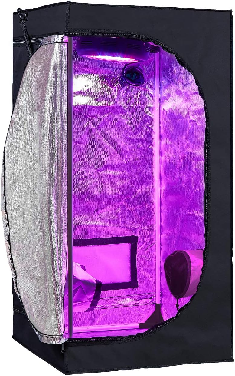 24"X24"X48" High Reflective Grow Tent Indoor Small Grow Room for Planting Fruit Flower Veg with Removable Water-Proof Floor Tray