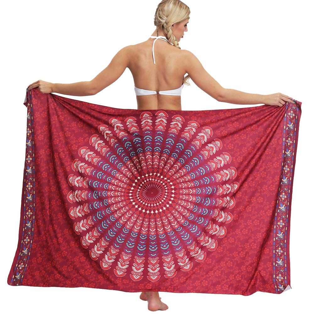 Nuofengkudu Mujer Boho Sarong Envuelva Bikini Encubrir Toalla de Playa