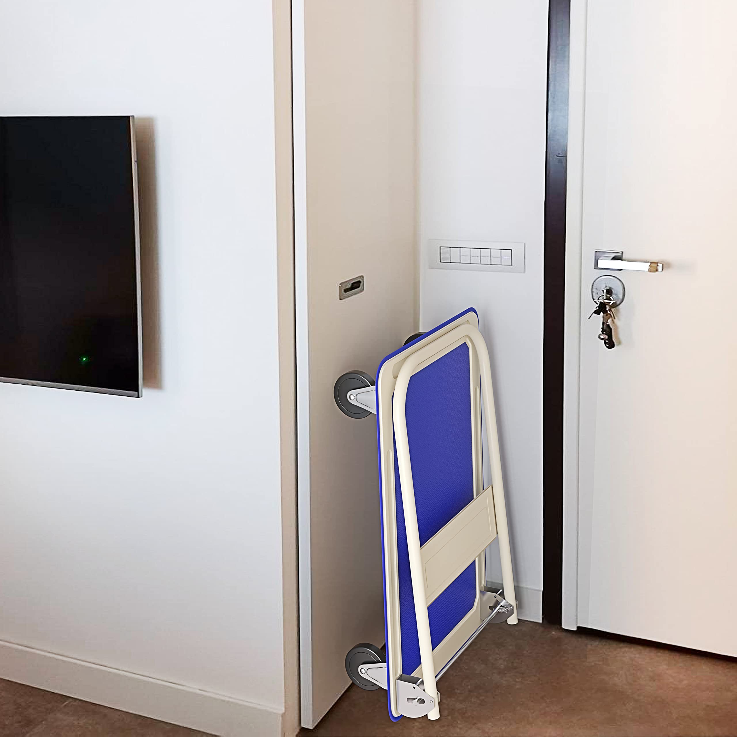 Carrello Richiudibile Pieghevole Tuttofare Portata 150 Kg Con 4 Ruote Carrellino Trasportatore A Piattaforma Pianale In Acciaio Rivestimento Antiscivolo Portapacchi Per Trasporto 82 x 48 x 72 Cm Blu
