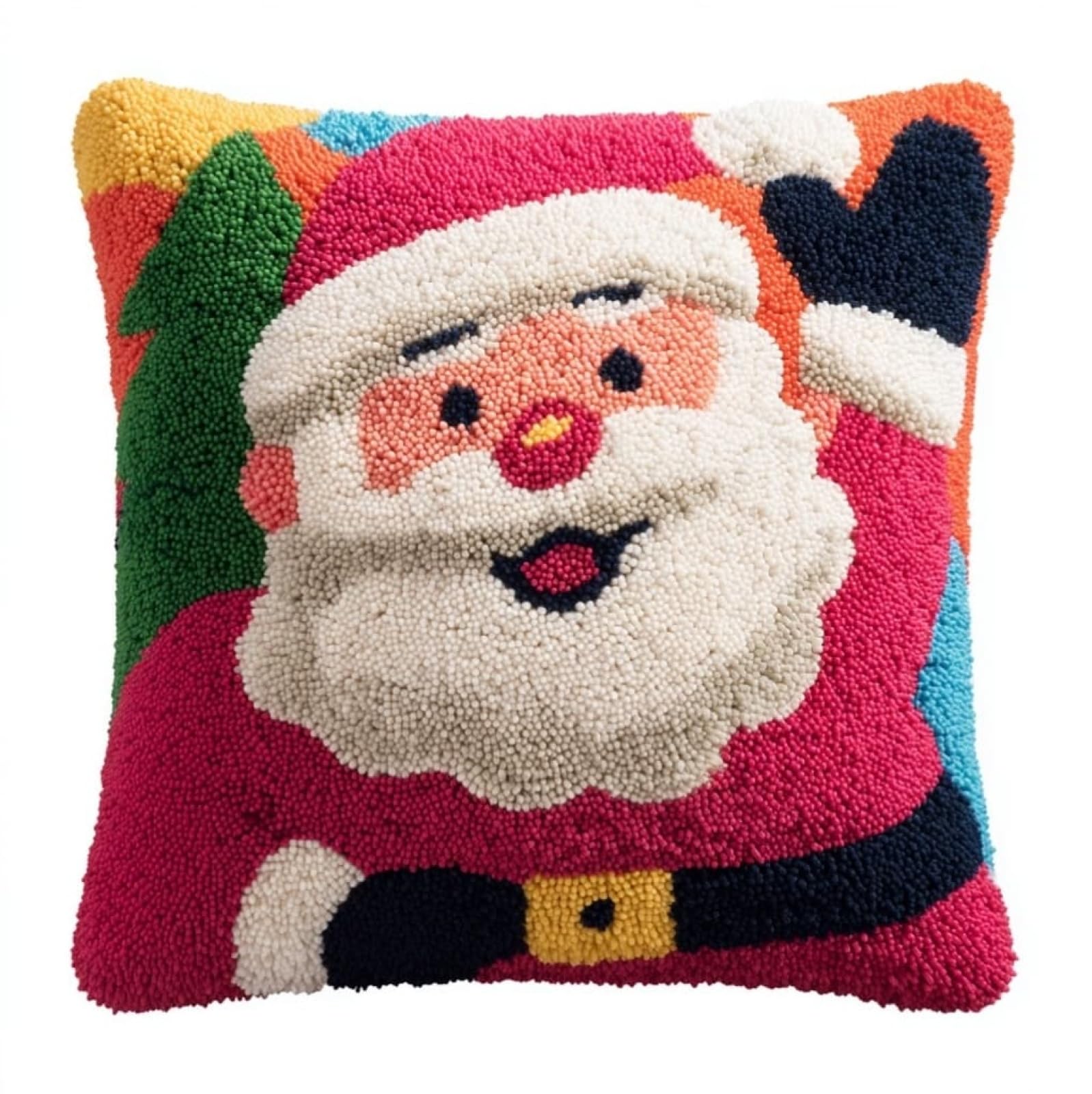 Axiangzik Latch Hook Kits For Adults,Cute Santa Claus Latch Hook Pillow Kits 17X17 Inches Diy Needlework Crafts Everything Included Gift For Family Friends