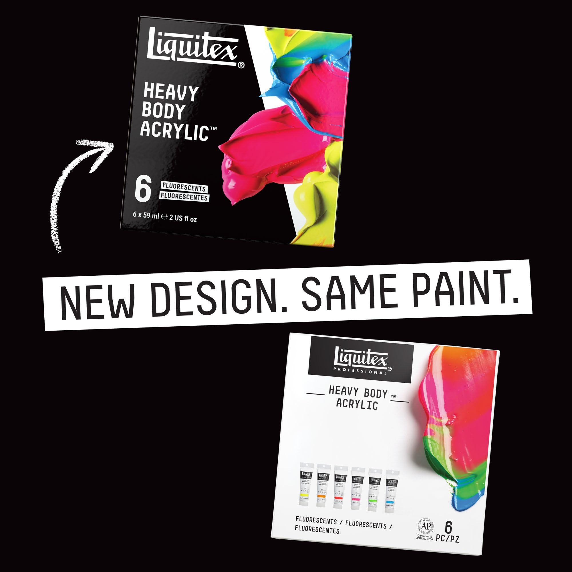 Liquitex Lot de 6 peintures acryliques professionnelles lourdes, 59 ml, couleurs fluorescentes