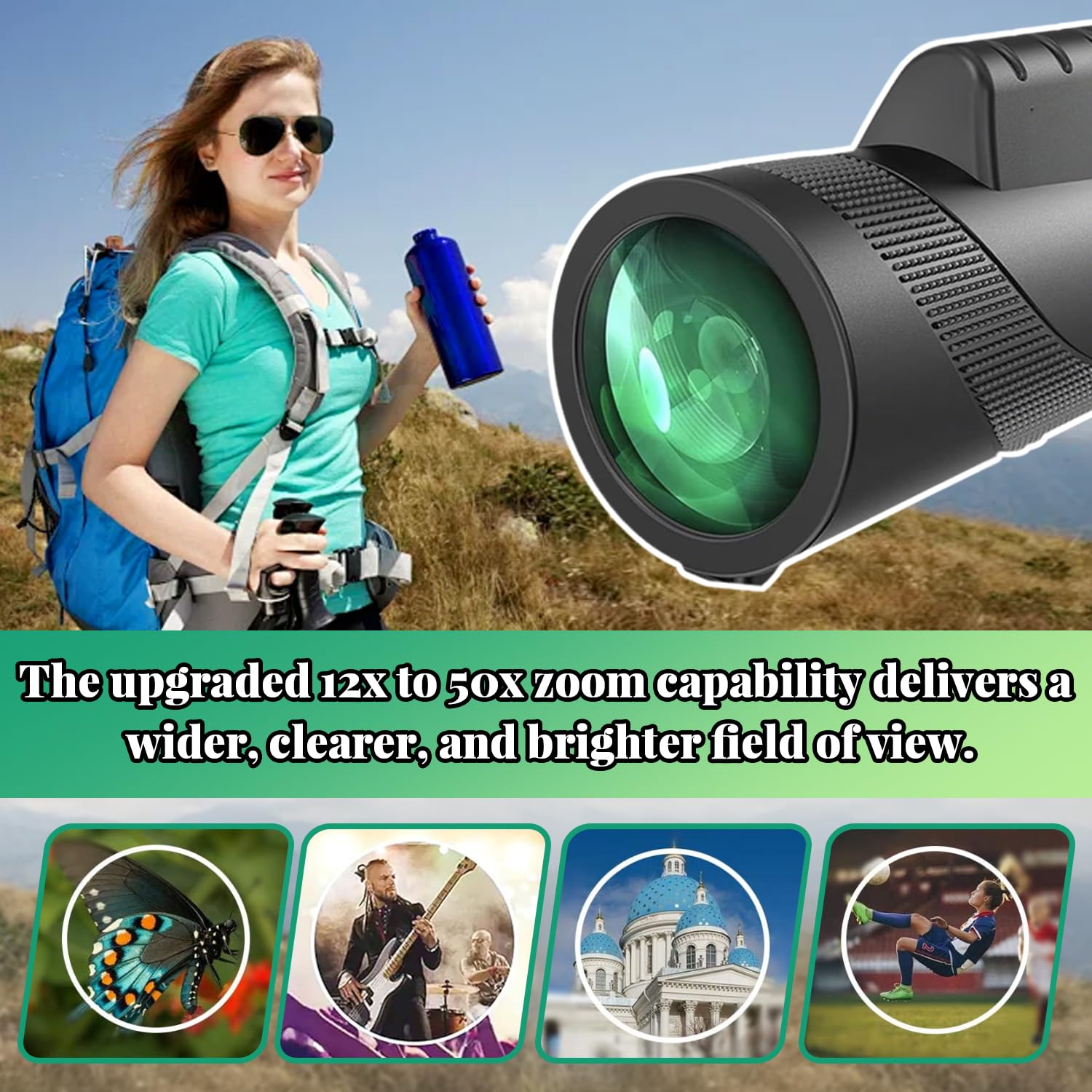 10-30X50 Zoom Monokular Teleskop, Fernrohr Kompakt Monokulare, Handlich Monokulares Teleskop, Monokular Teleskop, mit Smartphone Halter Stativ, für Wildtiere Vogelbeobachtung Wandern Jagd Camping