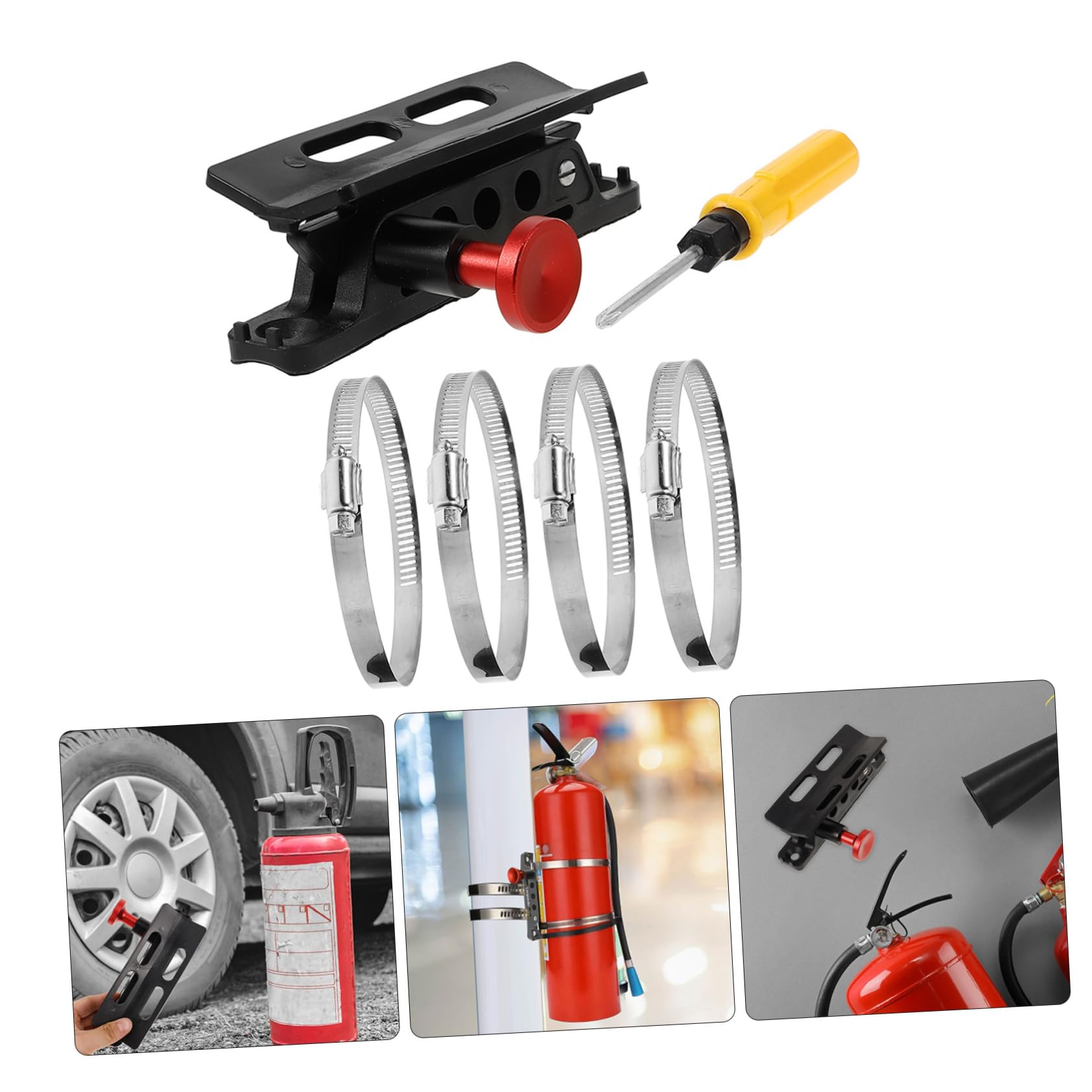 SHINEOFI Verstellbare Halterung für Autofeuerlöscher aus Aluminiumlegierung und Kunststoff mit Einfacher Montage und Kompakter Bauweise für Fahrzeuge