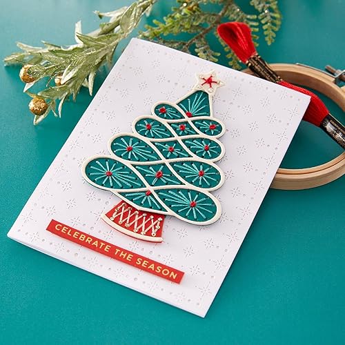 Miniatura 3 de Spellbinders Troqueles grabados para árbol de Navidad cosidos, metal