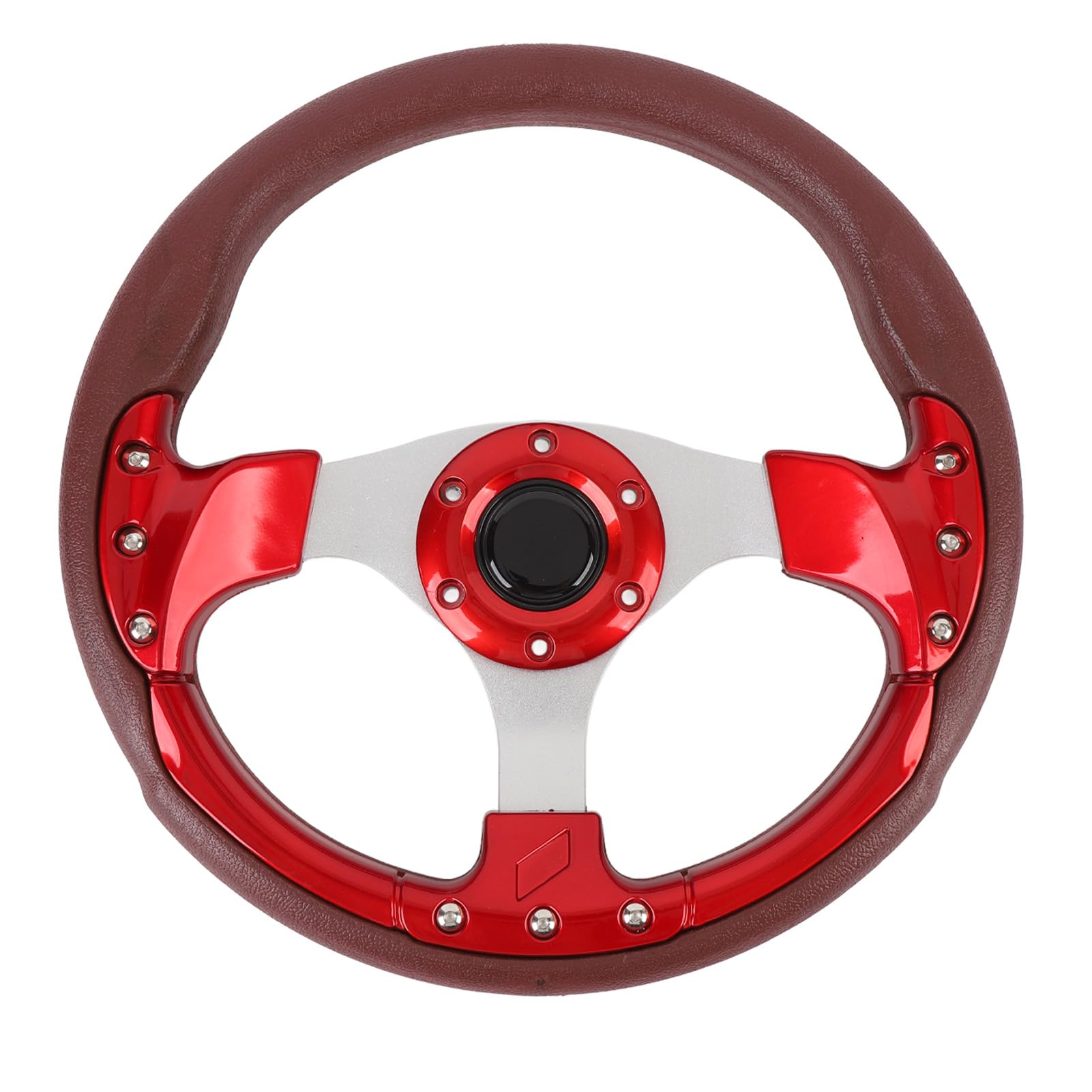 13-calowa kierownica z PU, odporna na wstrząsy sportowa kierownica samochodowa z 6-otworowym adapterem, wygodna i trwała aluminiowa rama, stylowy design dla (czerwony)