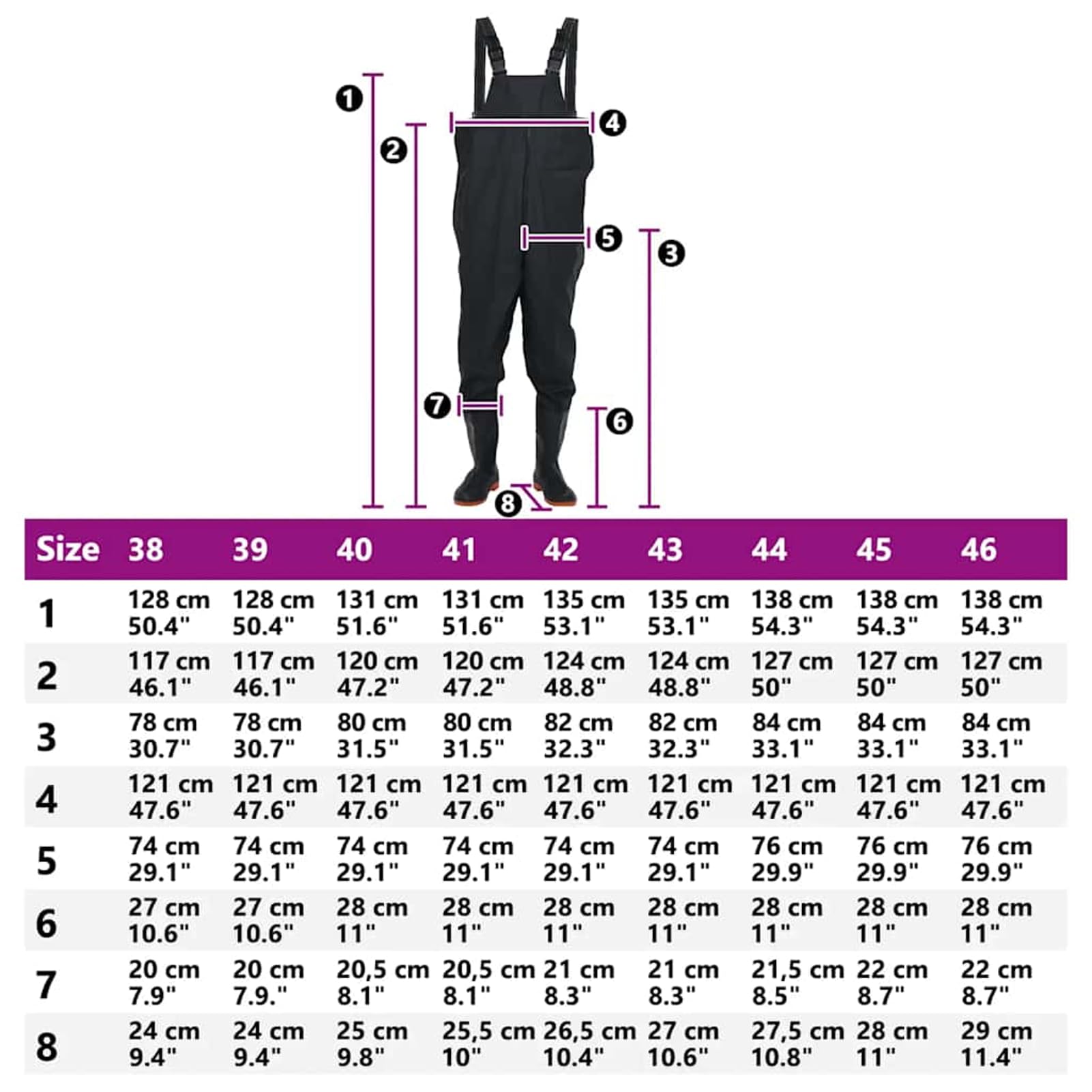 Gecheer Wathose Schwarz Größe 46, PVC-beschichtetes Polyester 0,48mm, verstellbare Träger, Angeln, Bauernhof, Wald, Landleben