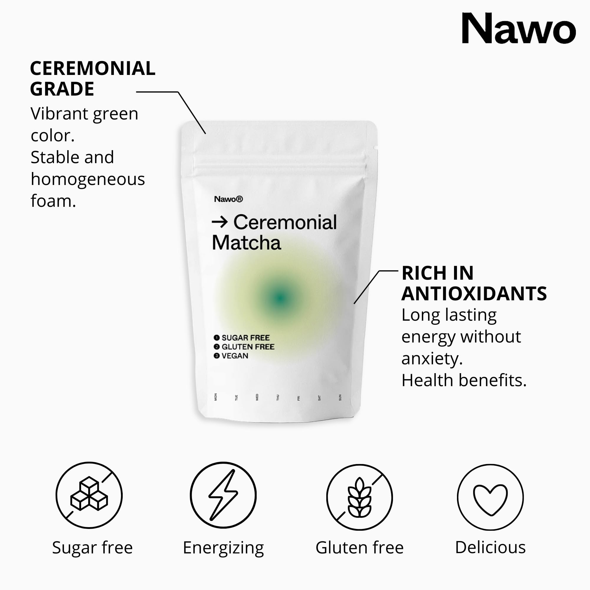 Nawo® Routines Matcha Barista – 250g & 500g & 1kg, Klasa Ceremonialna Premium, Ekologiczna i Naturalna Zielona Herbata w Proszku, Jakość Profesjonalna (1 kg, Matcha)
