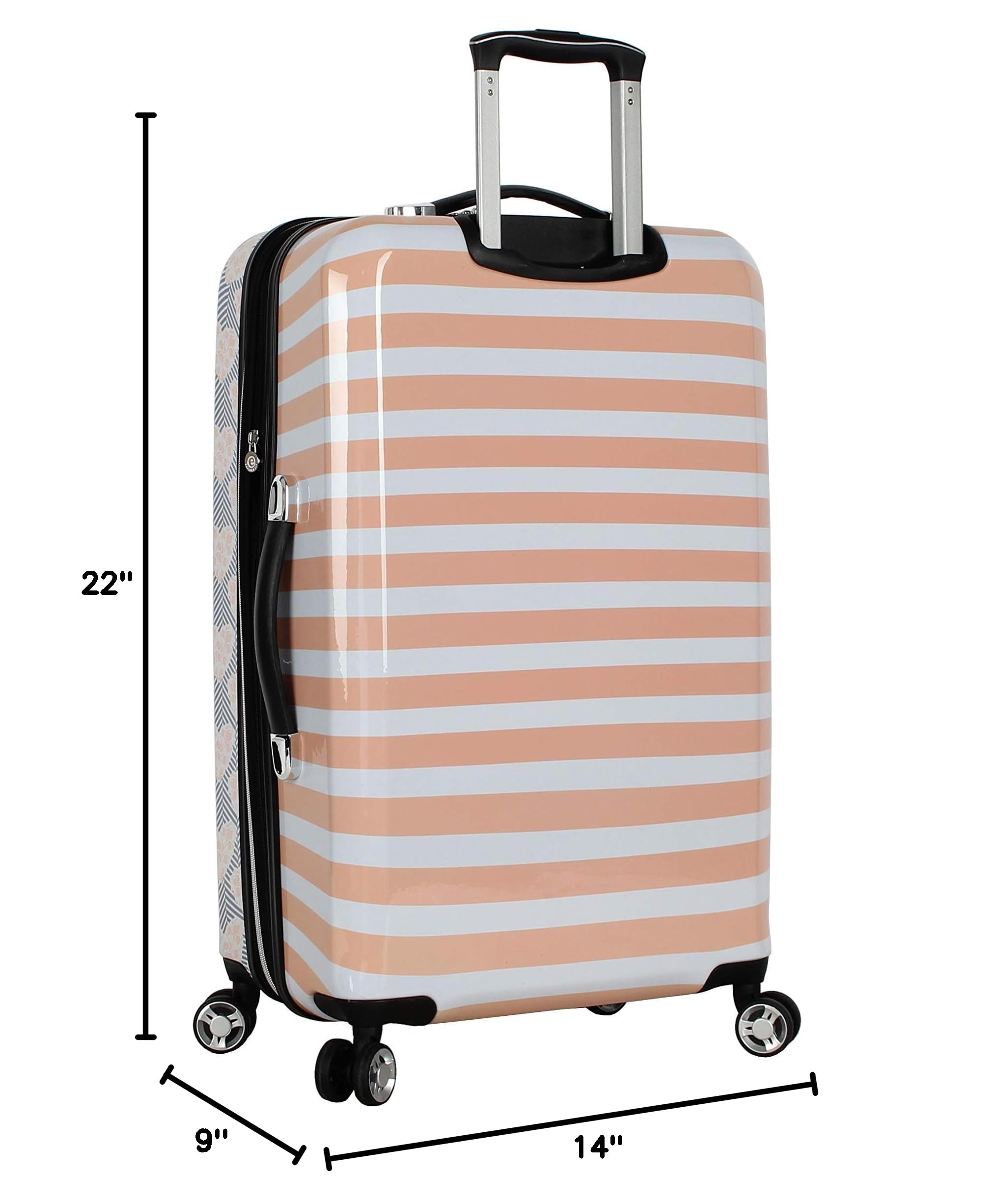 Betsey Johnson Designer 20 Inch Carry On - Expandable ABS PC Hardside Luggage - Lightweight Durable Suitcase With 8-Rolling Spinner Wheels for Women Chevron Hearts product thumbnail 9