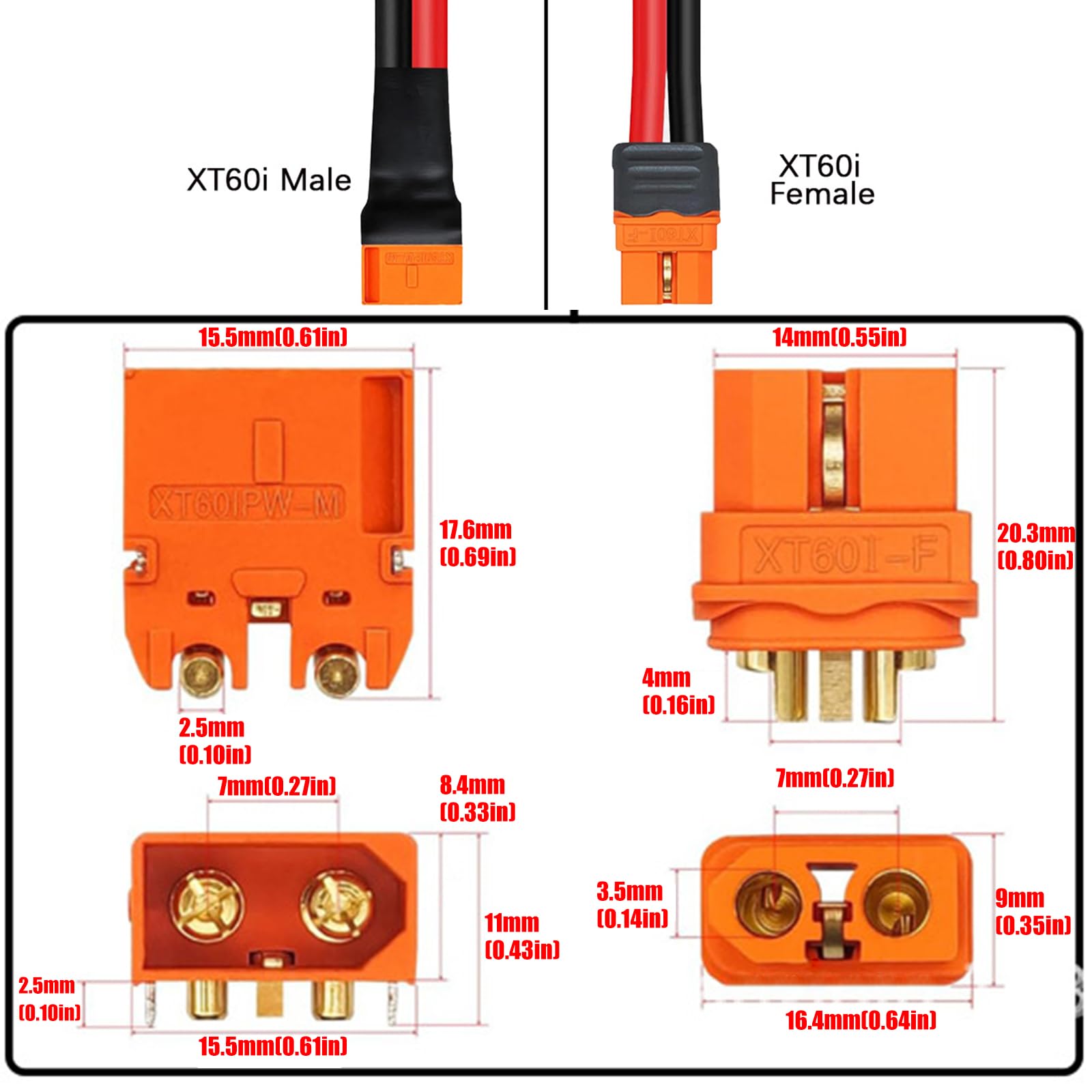 Cable de Carga de batería portátil XT60i, Conector Macho a, Cable de extensión para batería remota, Panel Solar