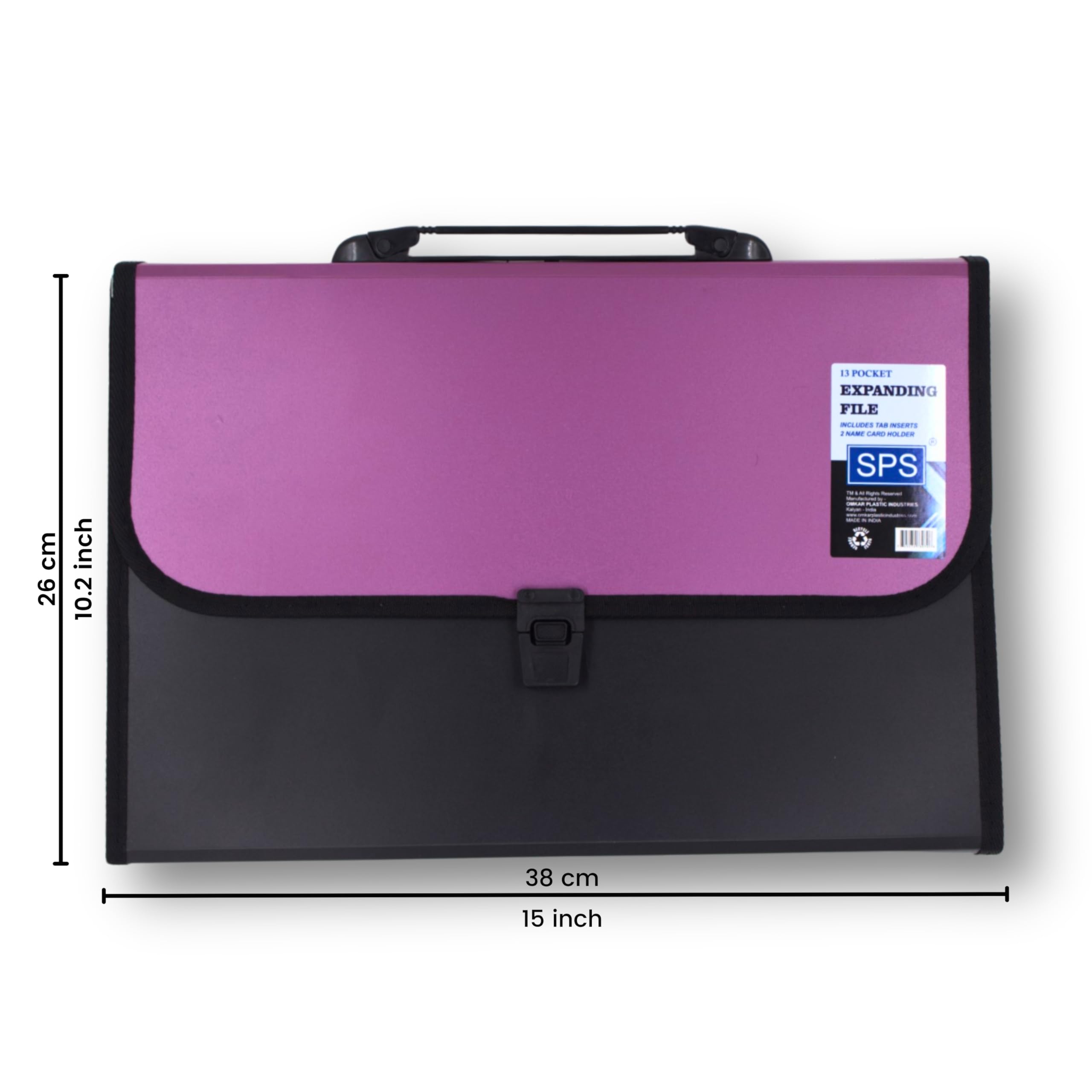 SPS Presents 5555 - Carpeta de plástico con asa (rosa, negro)