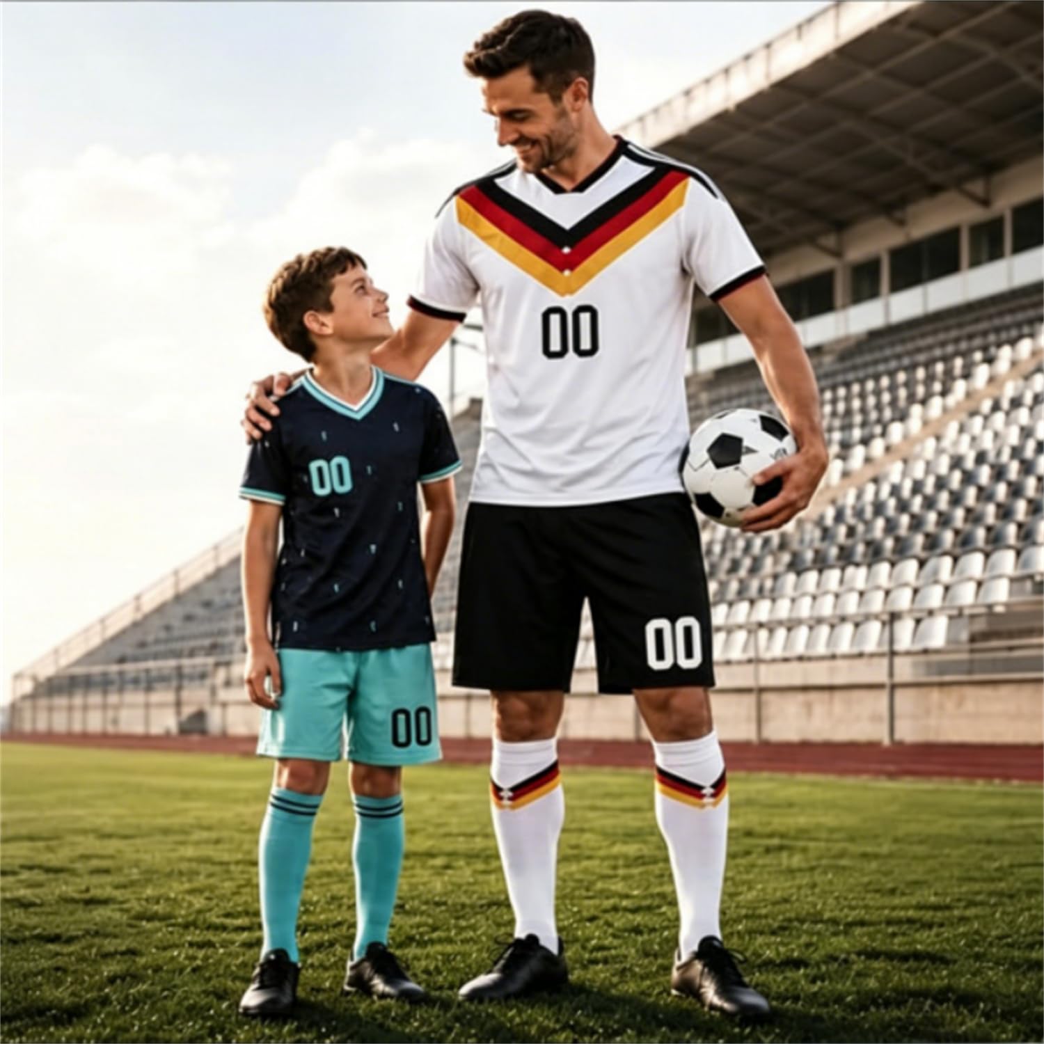 2026 Fußball Trikot Personalisiert mit Eigenem Namen und Nummer Fussballtrikot für Kinder Erwachsene Heim- Auswärtstrikots Fussball Trikot Set mit Football T-Shirt, Shorts, Socken