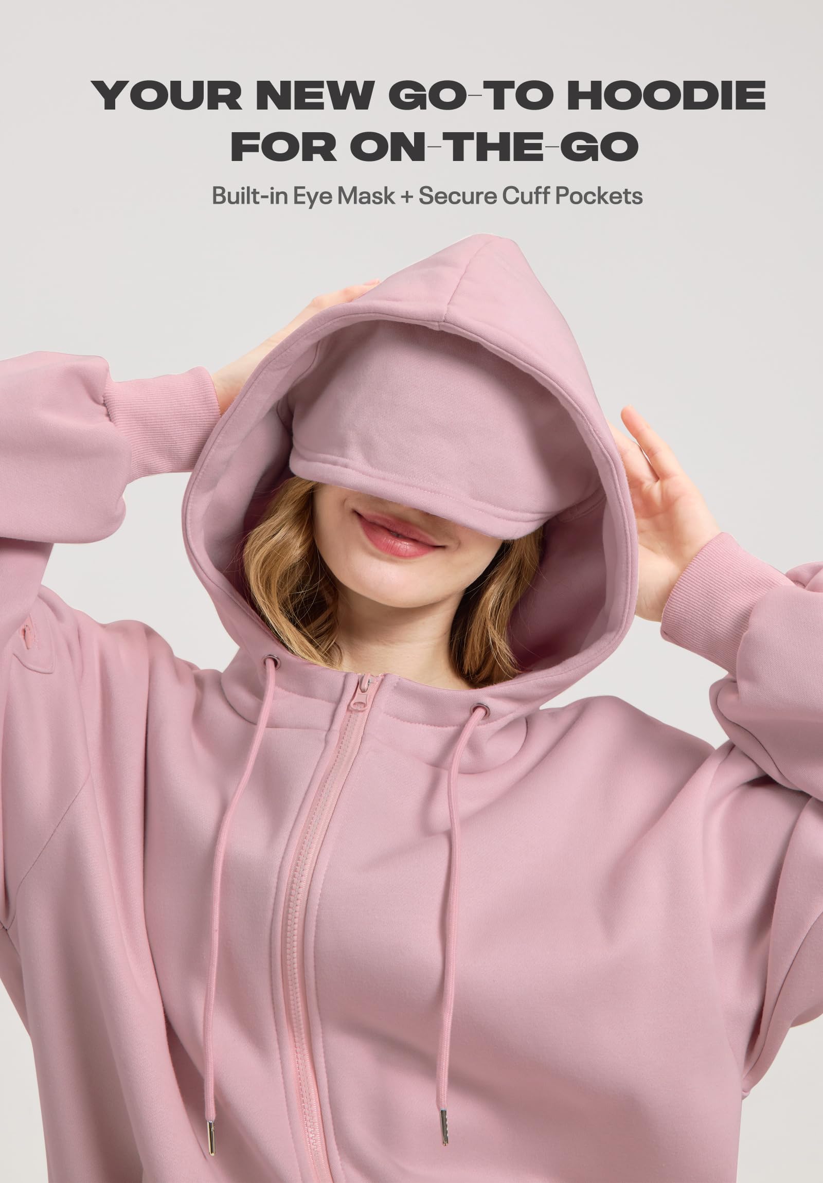 Sudaderas con capucha con cremallera y máscara para los ojos y múltiples bolsillos, unisex, chaquetas informales, trajes cómodos, sudadera con capucha en modo avión
